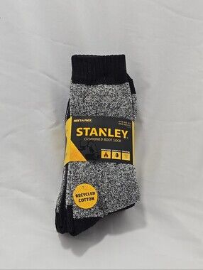 NWT Stanley Men's 4 Pack Cushioned Insulated Boot Crew Socks Black White